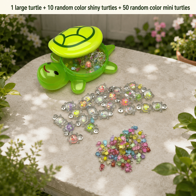 TEMU Glow In The Dark Random Color Shiny Turtles Big Turtle Random Collectible Figurine Set, Colorful Plastic Garden Statue Decoration With Small