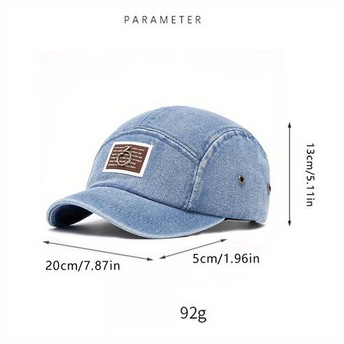 adult denim baseball cap letter metal sign short brim washed distressed hat for men women