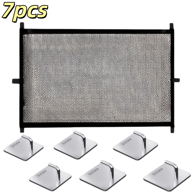 TEMU 7pcs No-drill Installation Retractable Partition   6 Heavy-duty Stainless Steel Hooks, With Adjustable Width. Set Up In Aisles, , Or Courtyards
