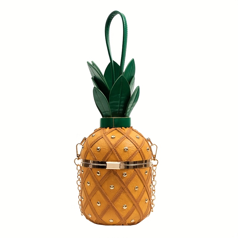 Unique Pineapple-shaped Bag, Fresh And Artistic Style For, Ins-style Shoulder And Crossbody Rivet Chain Cylindrical Bag