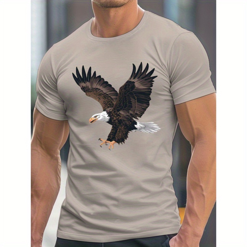 

Men's Bald Eagle Graphic Tee - Casual & Comfy Polyester Crew Neck T-shirt, Short Sleeve, Breathable Summer Top, Machine Washable