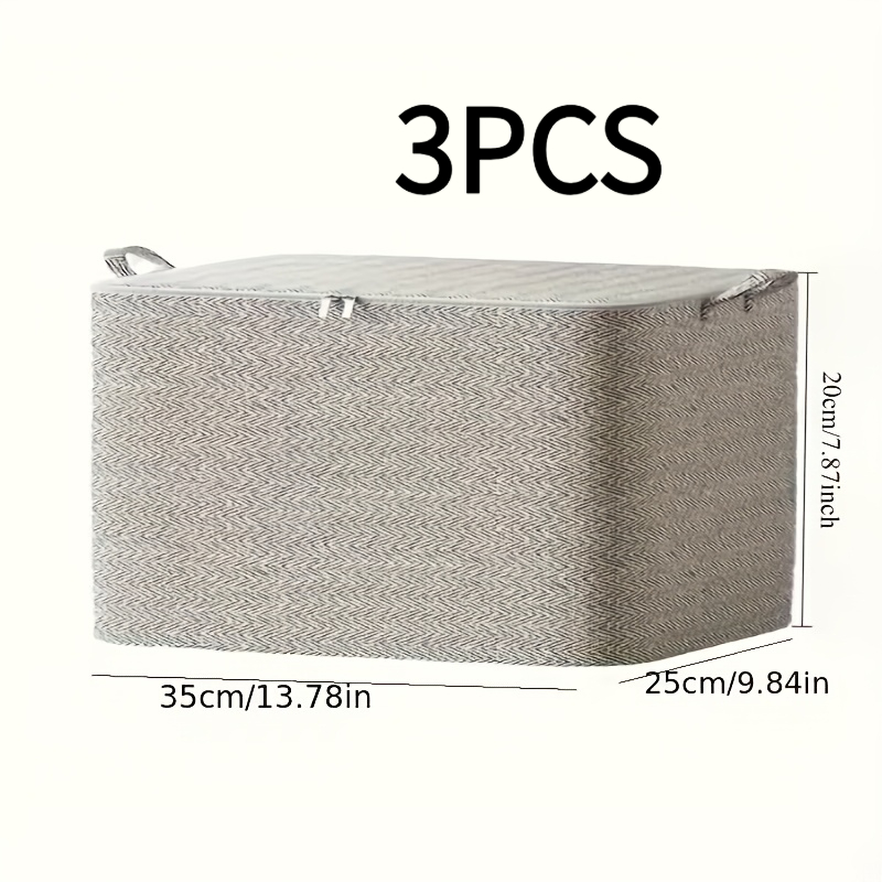 TEMU 3 piezas de Almacenamiento Plegable con , Cesta Lavable de Tela No Tejida Duradera, Organizador Plegable que Ahorra , Adecuado para Armario,