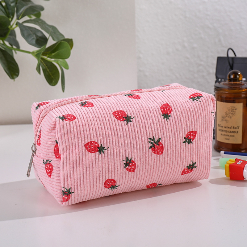TEMU borsa portapenne stampata con motivo fragola, , e di grande capacit�, borsa portaoggetti per cancelleria studentesca, borsa per trucco fresca