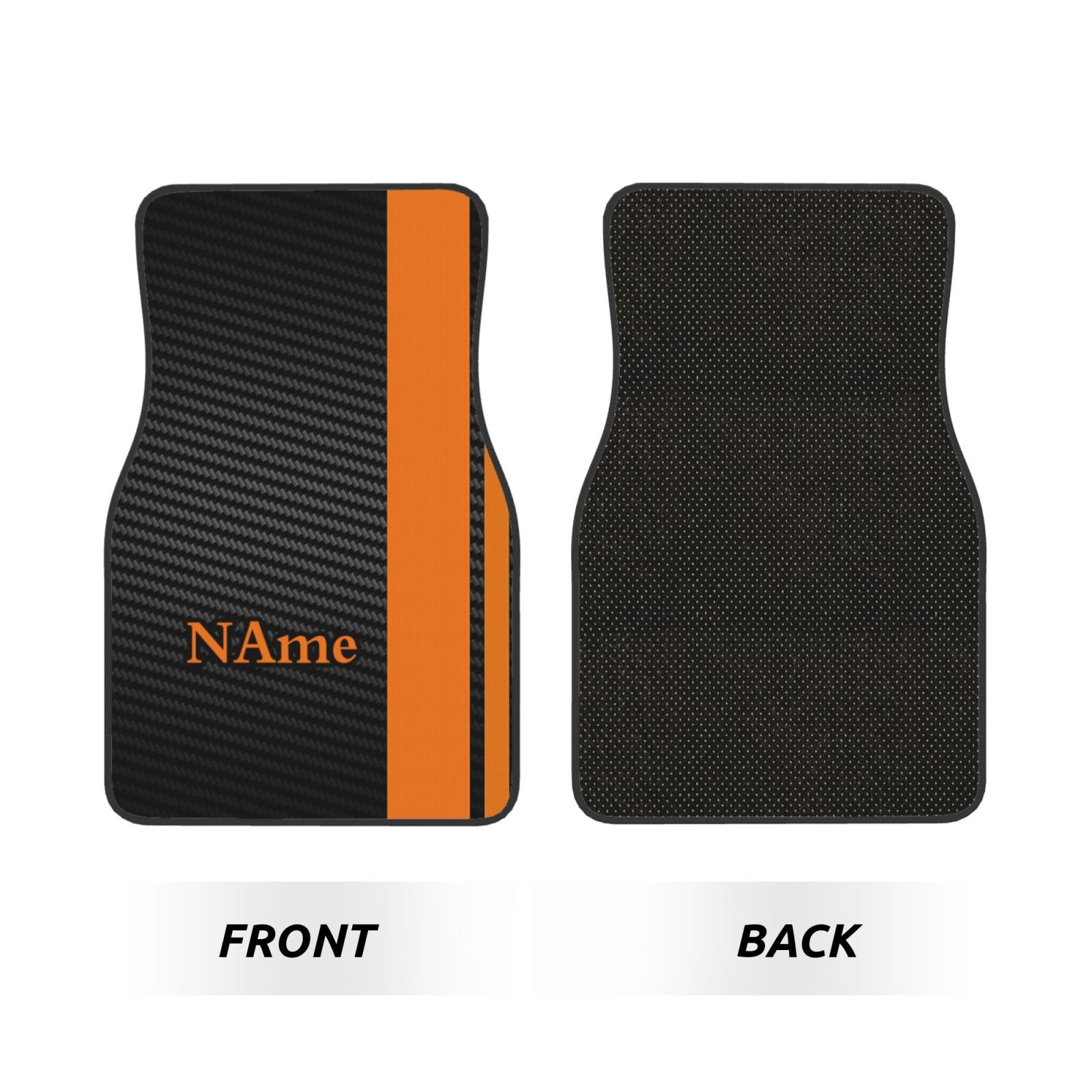 TEMU 4pcs Customizable Name Car Mats With Orange Striped Personalized Design. A Perfect Gift For Christmas, New Year, And Valentine's Day.
