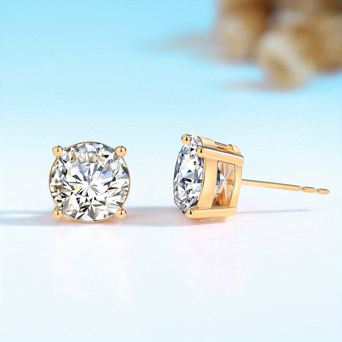Moissanite Four-Prong Earrings, Stylish Statement Piece