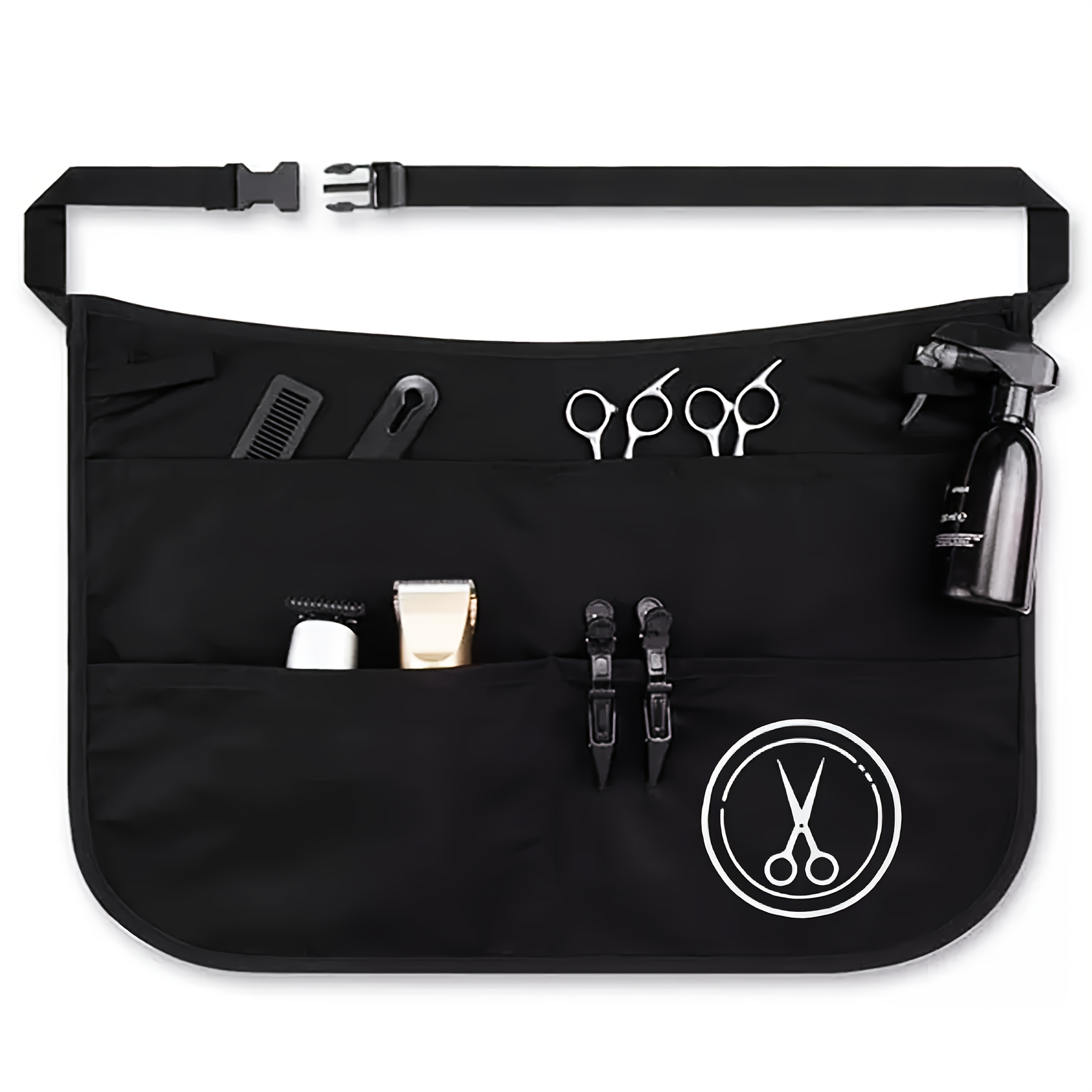 TEMU Adjustable Half-body Aprons For Professional Hair Stylists, Featuring 5 Versatile Pockets, Designed For Durability And Heavy-duty Use In