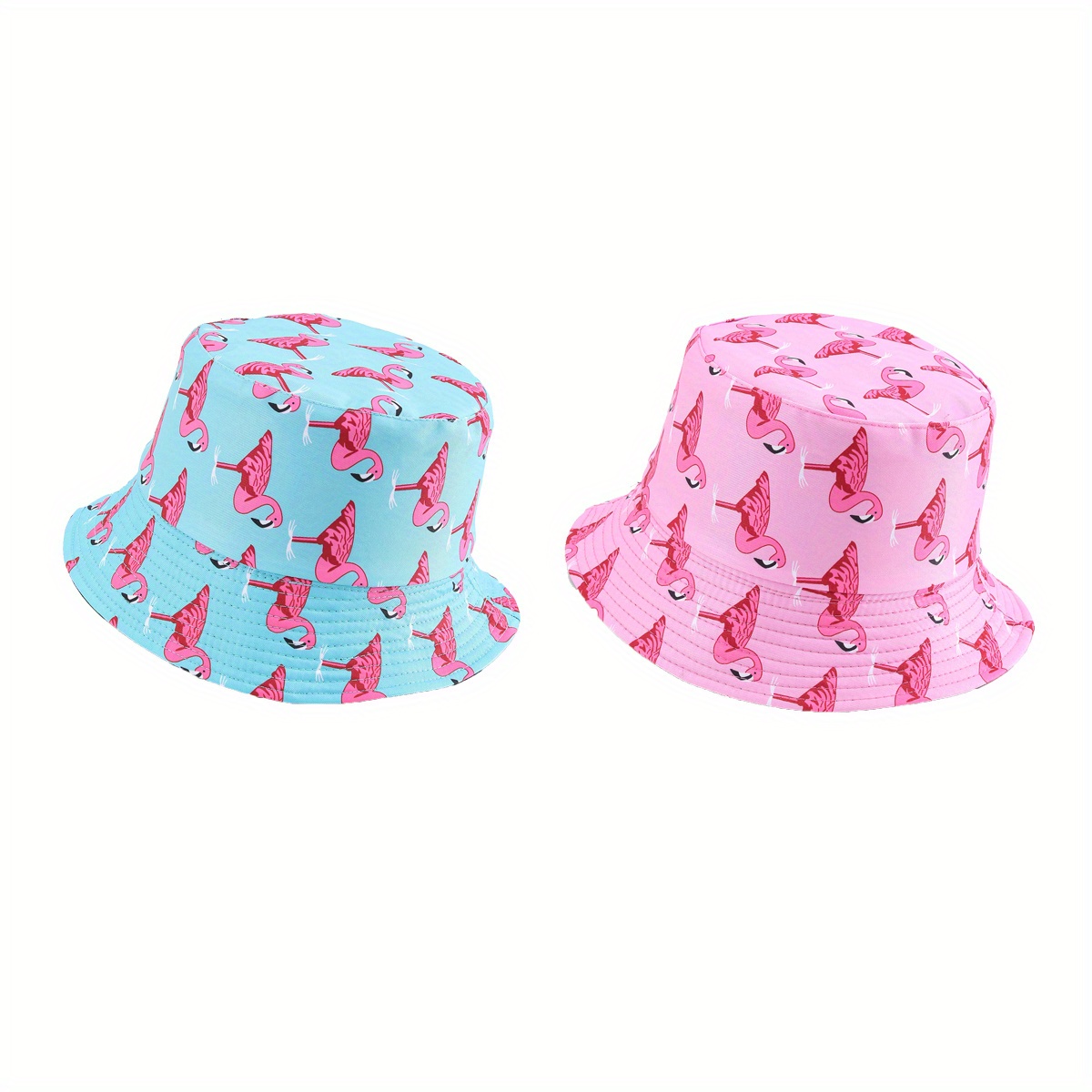 2-pack Flamingo Pattern Print Double-sided Fisherman Hats, Fisherman Hats For Outdoor Leisure Travel Beach Hat Fashion Men Women Couple Bucket Hat