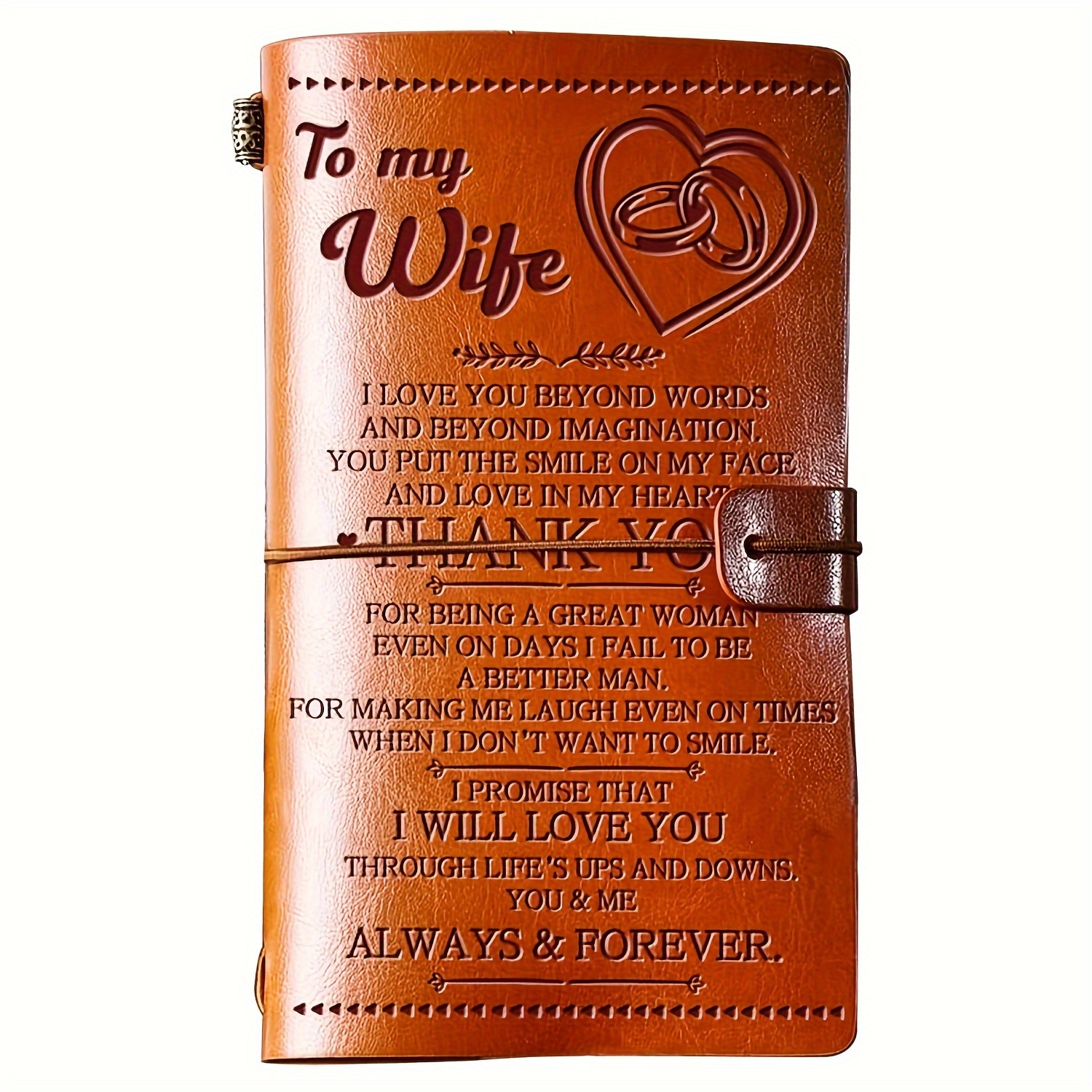 TEMU 1pc Gift From Husband To Wife, Artificial Leather Diary For My Wife, 140 Pages Refillable Writing Diary For Wife, Anniversary Wedding Christmas