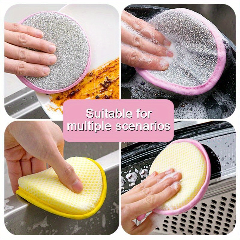 double-sided dishwashing sponge, 3   scrubbing pot brush, kitchen dish cloth, household dishcloth, oil and stain removal cleaning cloth details 3