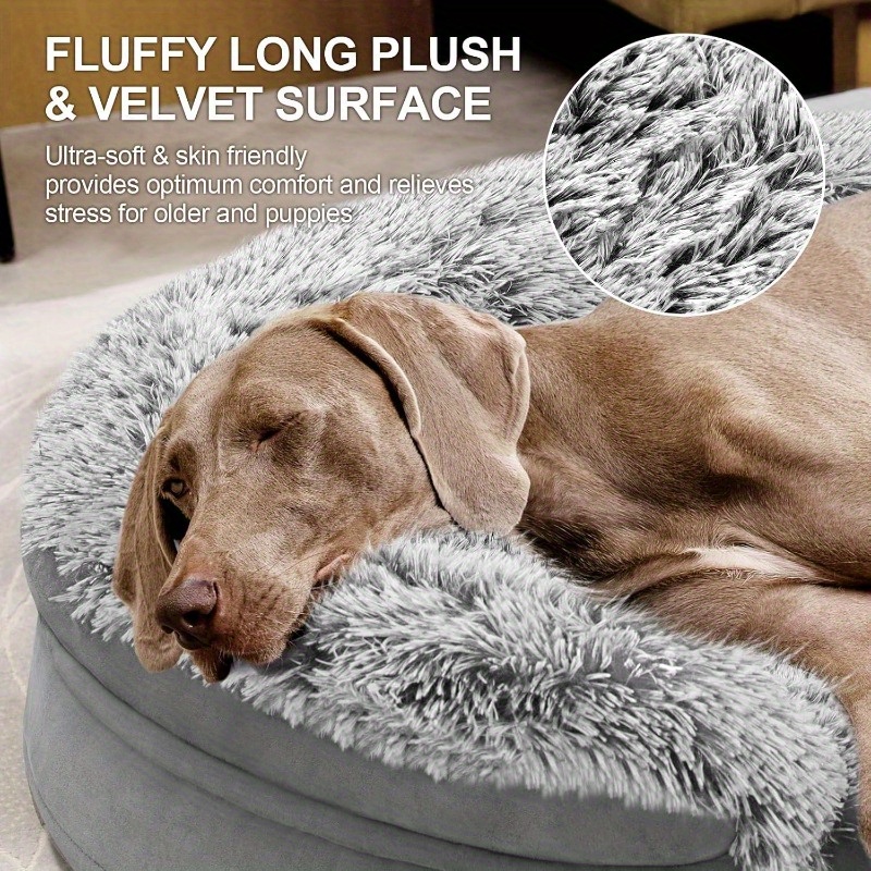 3 7 inch thickened orthopedic dog bed for extra large dogs 28d   foam removable washable cover lining halfround design with 3d dog sofa bed for puppy senior   dogs Product details 2