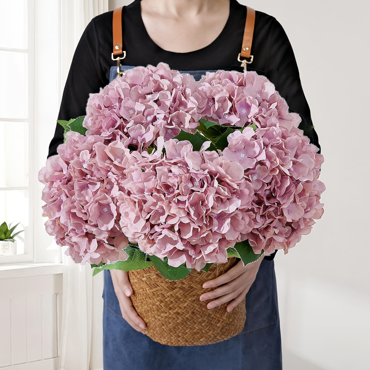 TEMU 6pcs Realistic Artificial Hydrangea Flowers With Stems - Dusty Rose Pink Suitable For Home Wedding Decor, Table Centerpieces, Valentines Day,