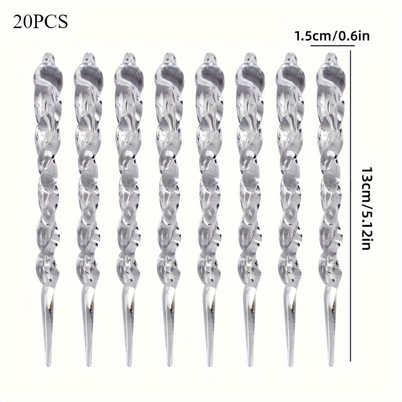 TEMU 20pcs Set Of Transparent Acrylic Ornaments - Spiral Design For Christmas Tree, Wedding And Valentine's Day Decorations