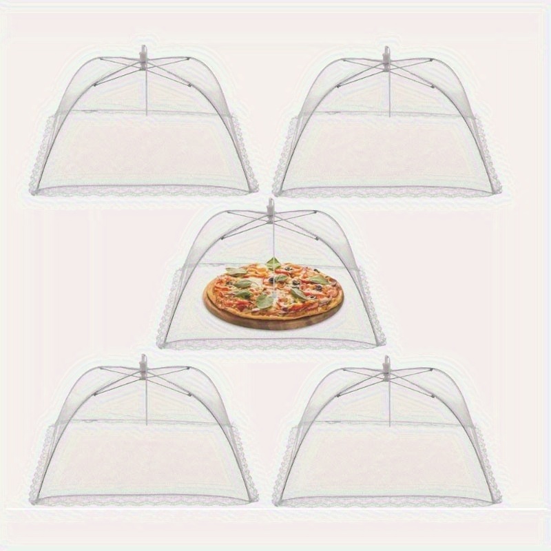 Image of Set Of 5 Collapsible Food Covers To Keep Insects And Flies Away, Suitable For Kitchen And Outdoor Barbecues.