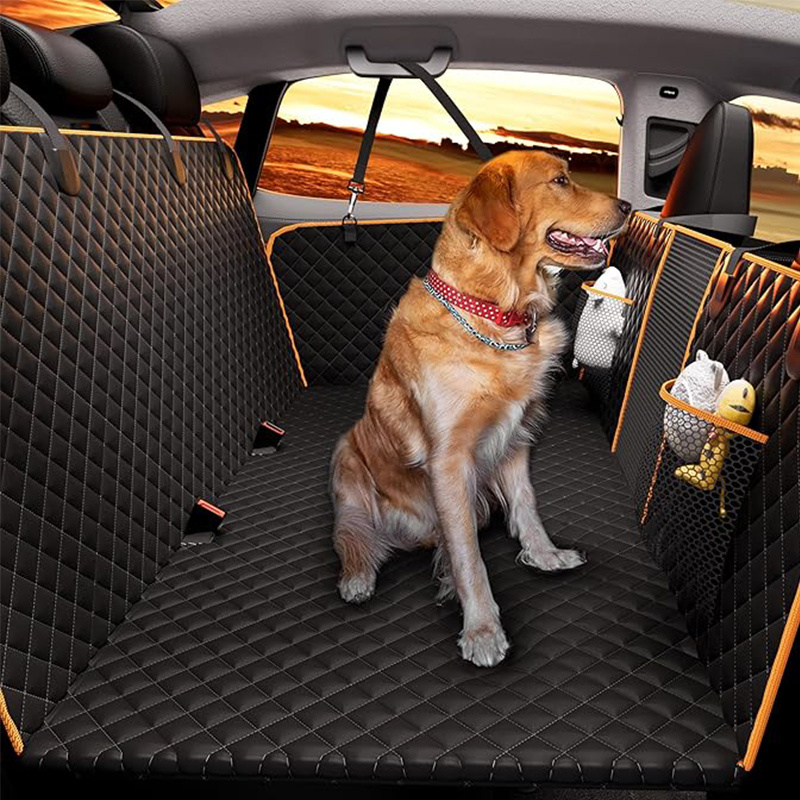 Cat And Dog Car Seat Mat With Hard Bottom Support Panel, Mesh Window, Large Space, Universal Fit For Car Rear Seats, Wear-resistant Dog Mat