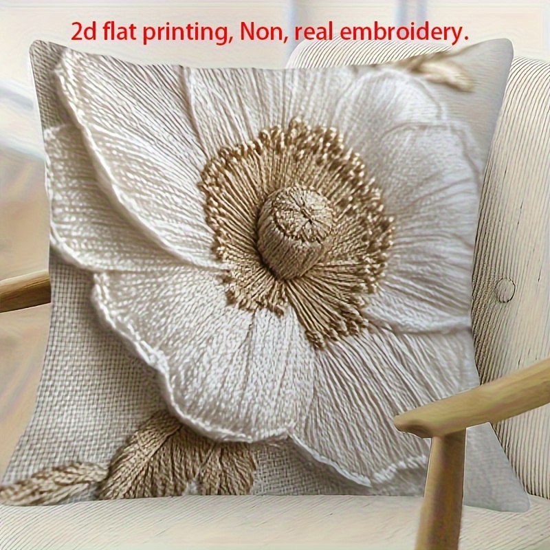 TEMU 2d Flat, 17.72inch Piece Imitation Embroidery , Single-sided Printed Pillowcase, Size 17.72inch X 100, Soft Polyester Fabric, Machine Washable; Suitable For Living Room, Bedroom