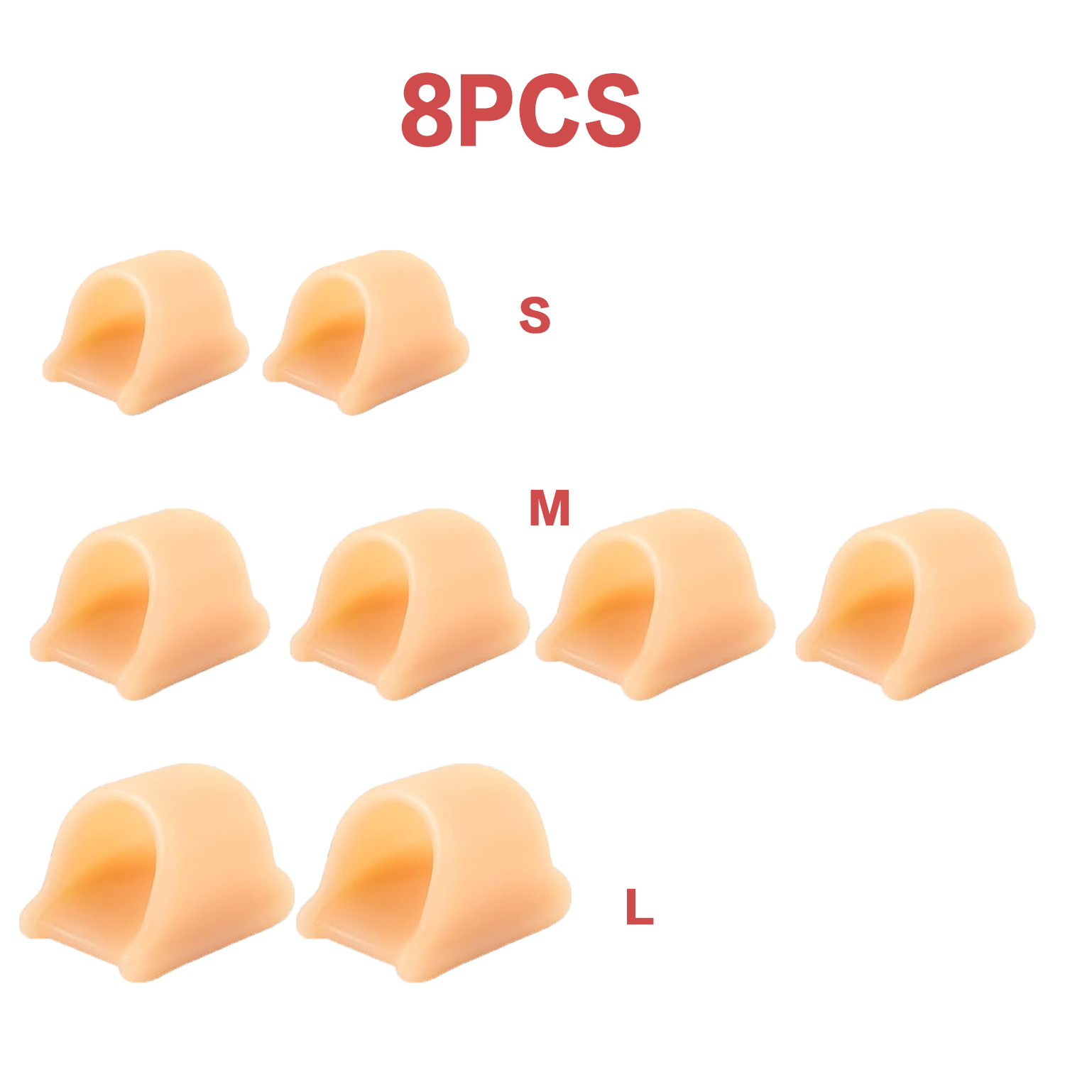 Image of 8pcs Toe Splint - Soft Gel Toe Apparatus - Bent, , , Claw Shaped And Mallet Shaped Toes - Universal Toe Apparatus For Men And Women, 3 Different Sizes (beige)