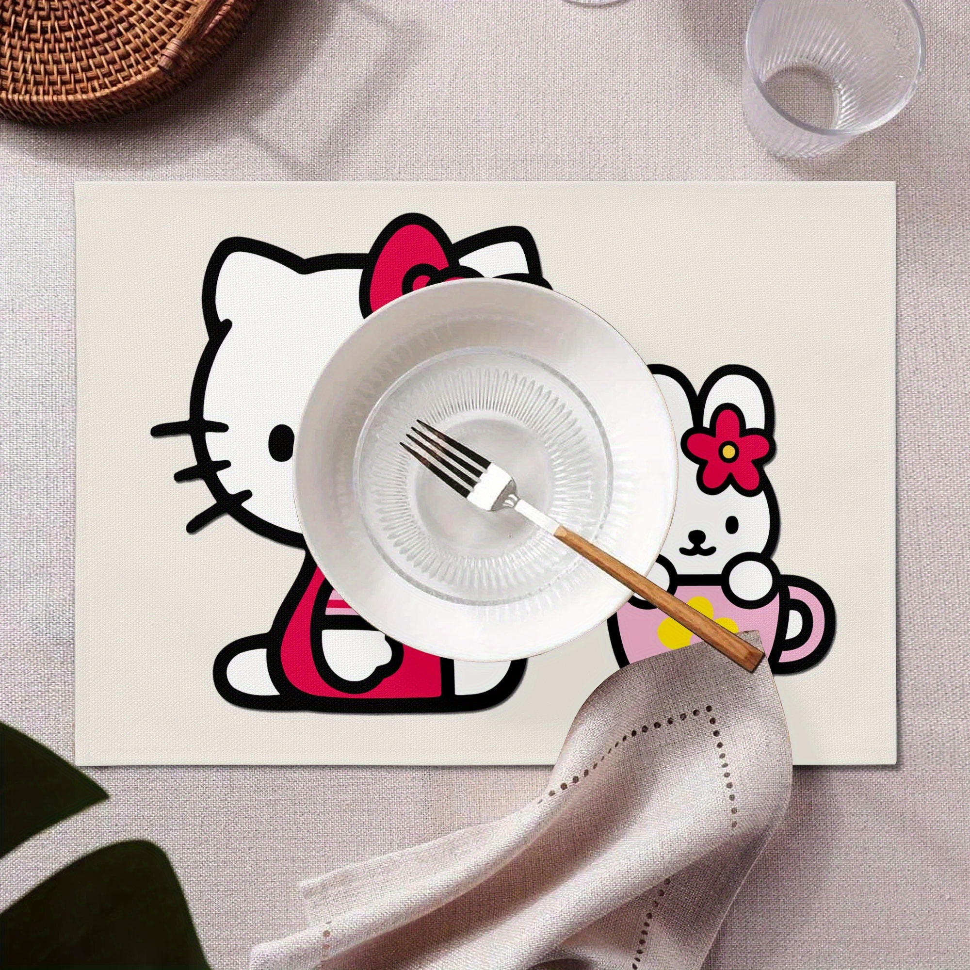 

Sanrio Hello Kitty Placemat Cute Cartoon Non-slip Heat Insulation Mat Kitchen Home Decoration Bowl Mat