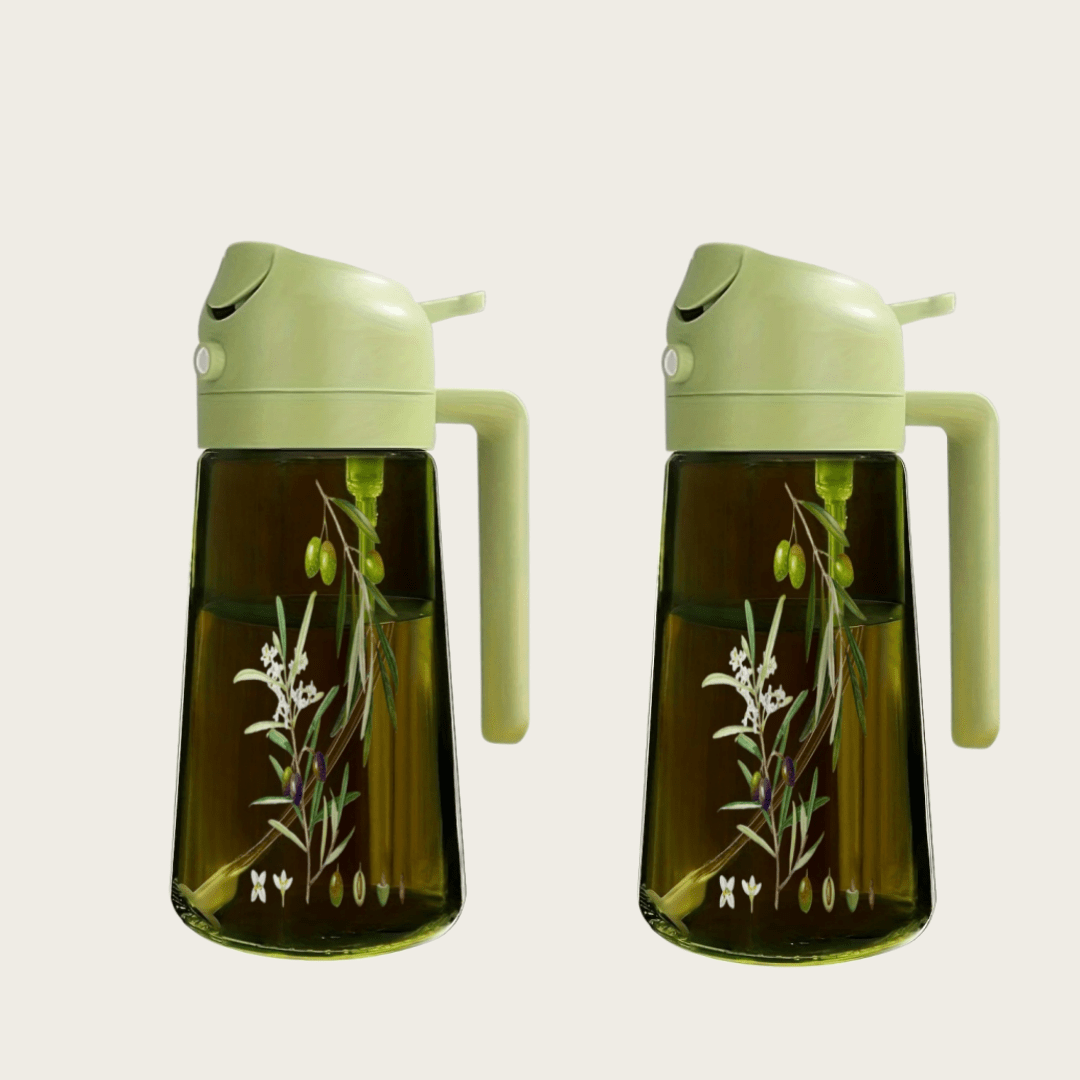 TEMU Lot de 2 distributeurs d'huile vert foncé avec motif de feuilles d'huile , flacon pulvérisateur d'huile vert foncé, flacon pulvérisateur d'huile