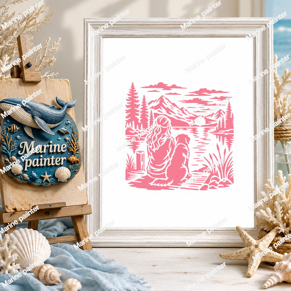 Girl and Dog Painting Template
