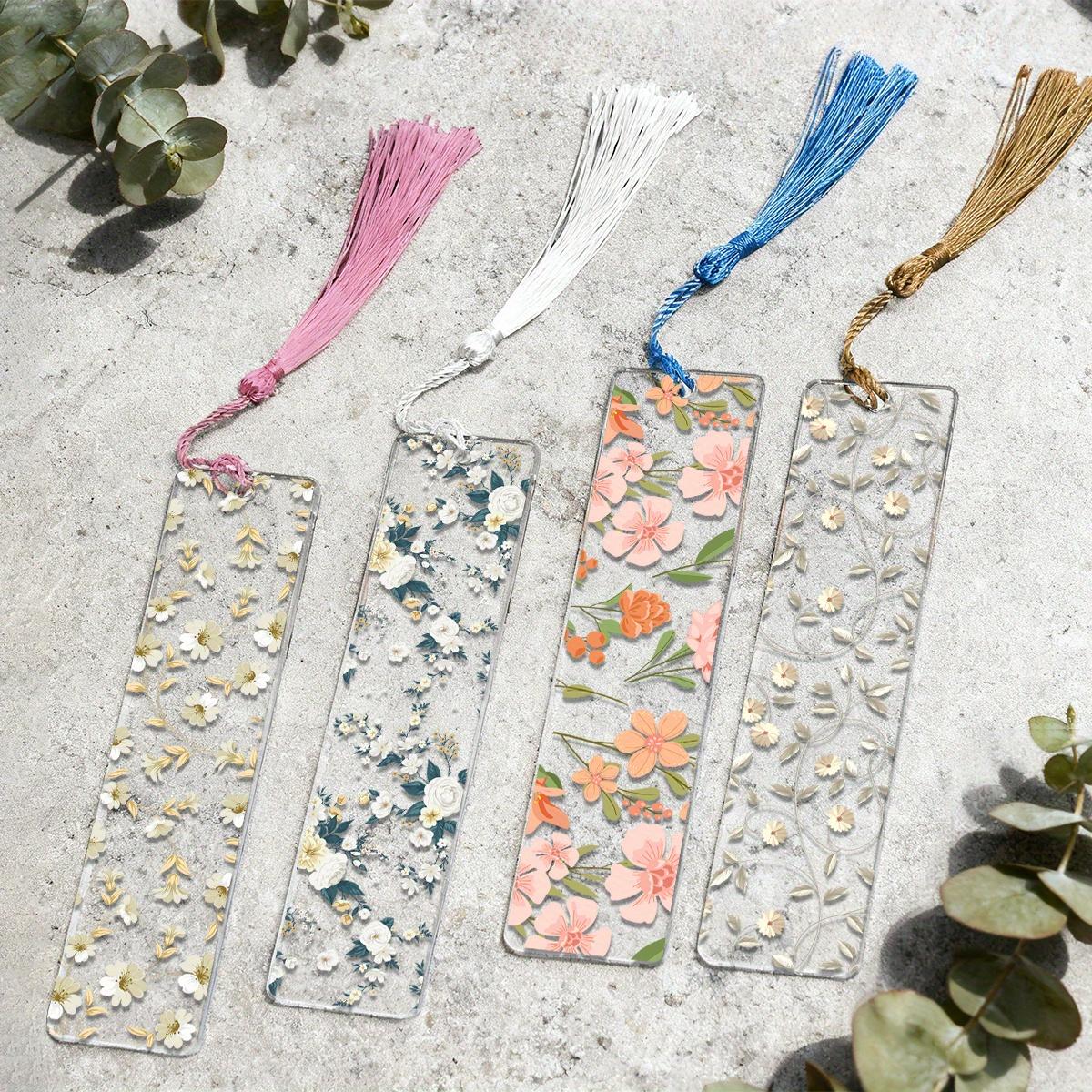 TEMU 2d Flat-printed, 4 Acrylic Flower Bookmarks. Handmade Bookmarks Are Perfect For Women, Students, Book Lovers, And Readers, Enhancing Their
