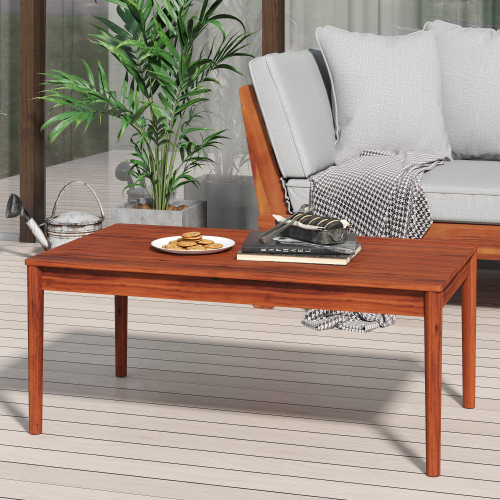 Acacia Wood Outdoor Coffee Table, Rustic Patio Coffee Table, Weather Resistant Garden Coffee Table, 36.25