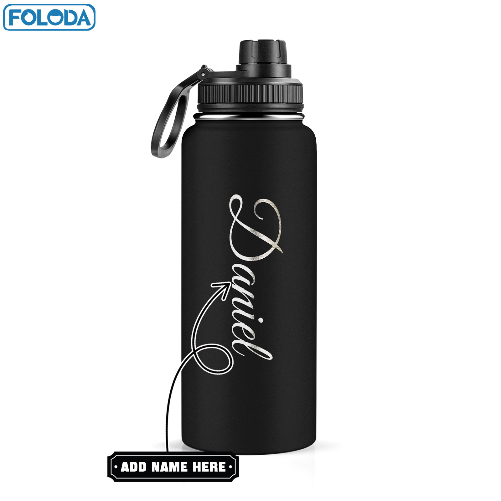 TEMU 1pc Foloda 32oz/950ml Custom Name Personalized Water Bottle, Solid Colors Laser Engraved Stainless Steel Insulated Bottle, Double-walled Vacuum