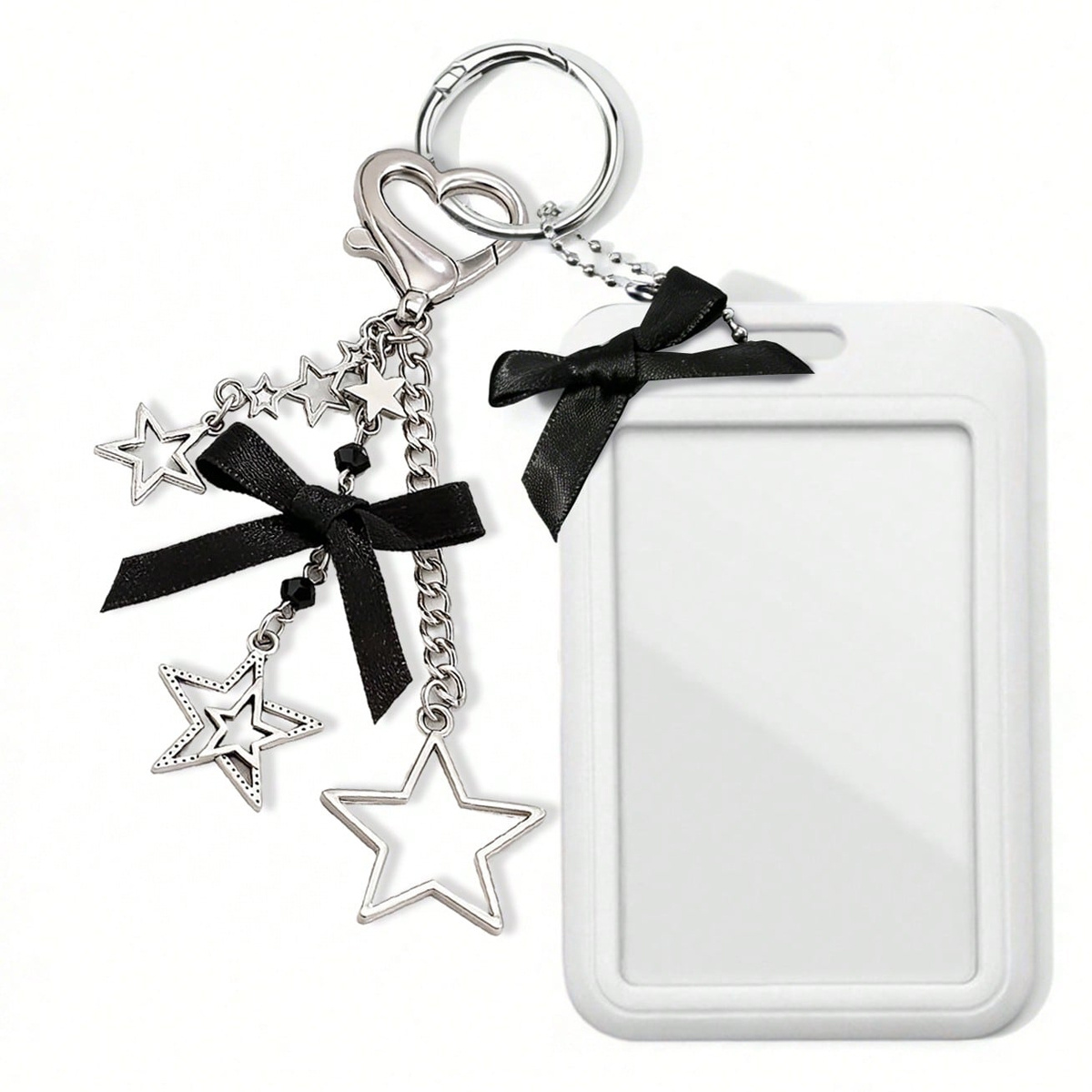 TEMU Porte-cartes tendance style Y2K avec pendentif d' et de nœud, couvercle coulissant et manchon télescopique, porte-cartes , pendentif porte-clés