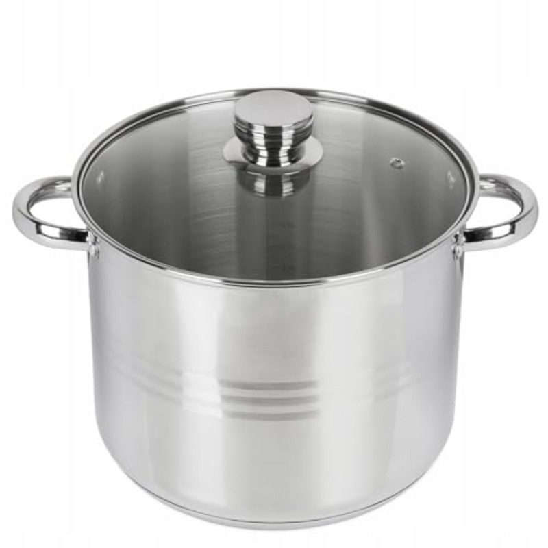 TEMU Edelstahl-Topf mit großem Fassungsvermögen 12L, Kochtopf mit Glasdeckel, Suppentopf, Induktion, 28cm