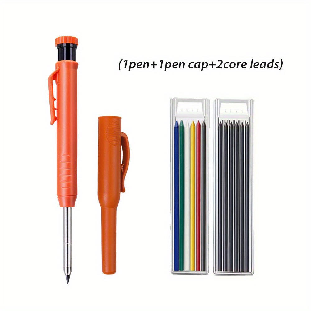 TEMU 4pcs/set Of 2.8mm Carpenter Pencils Set With 2 Boxes Of Refills, Equipped With A Pencil Sharpener And , Mechanical Carpenter Automatic Pencils,
