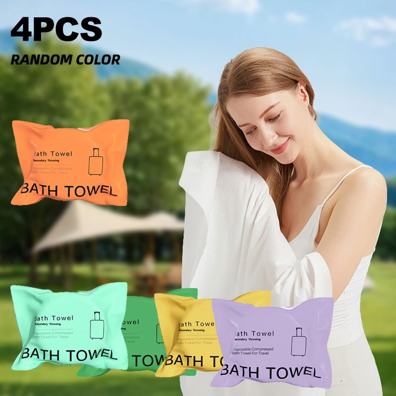 TEMU 4pcs Large Bath Towel Set - Thick, 140 X 70cm Quick-dry Travel Towels, Random Colors , Individually Packaged, And Highly Absorbent Microfiber