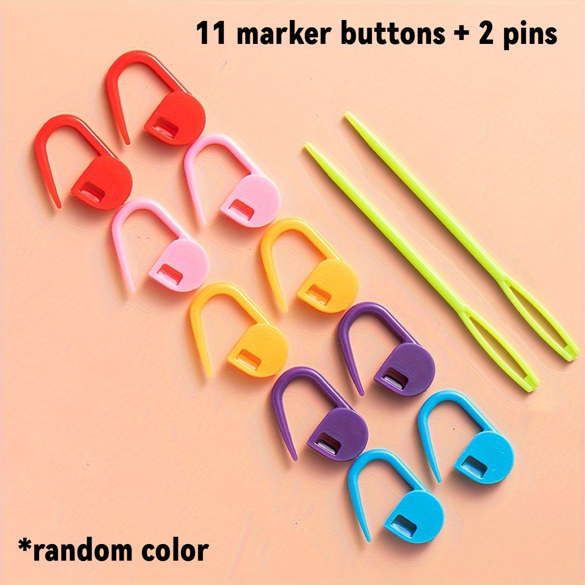 TEMU 13/21pcs Random Color Plastic Sewing Needles And Crochet Sets - Durable And Easy-to-use Marking Clips For Handicrafts, Crochet And Knitting