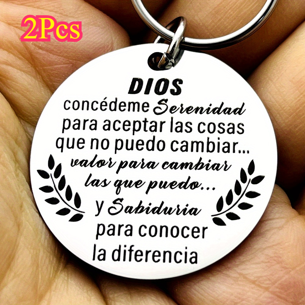 

2pcs Spanish Inspirational Gifts Keyring Motivational Keychain Birthday Christmas Gifts