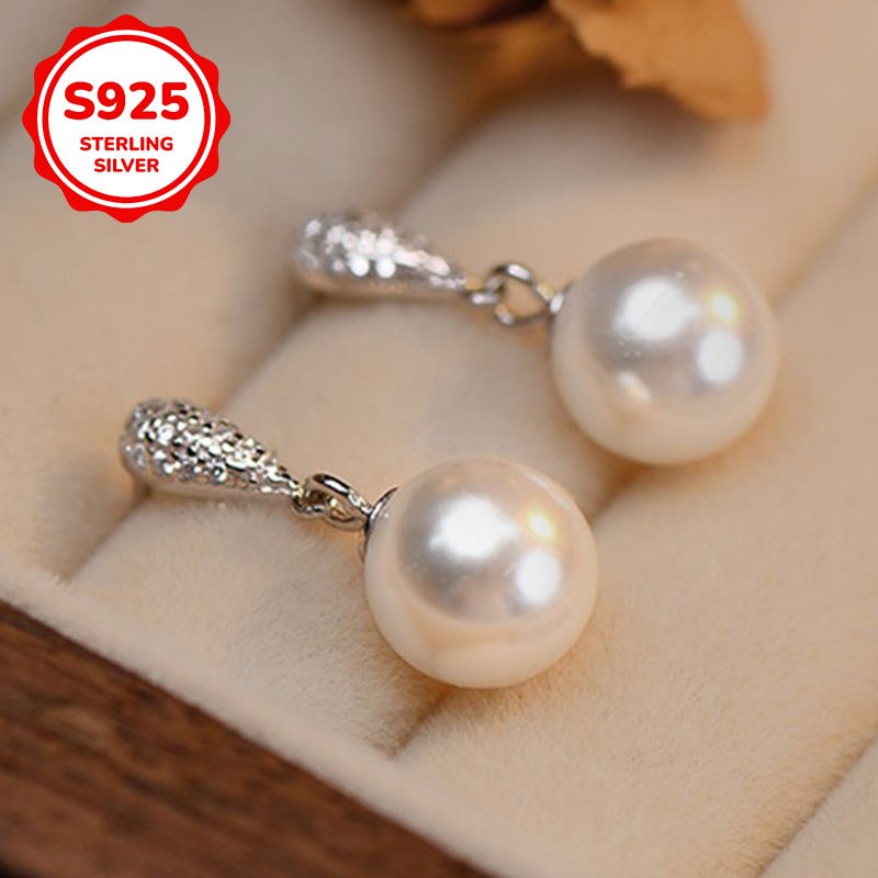 1 pair of womens dangling earrings with s925 sterling silvery inlaid     pearl pendant elegant wedding party jewelry gift Product details 1