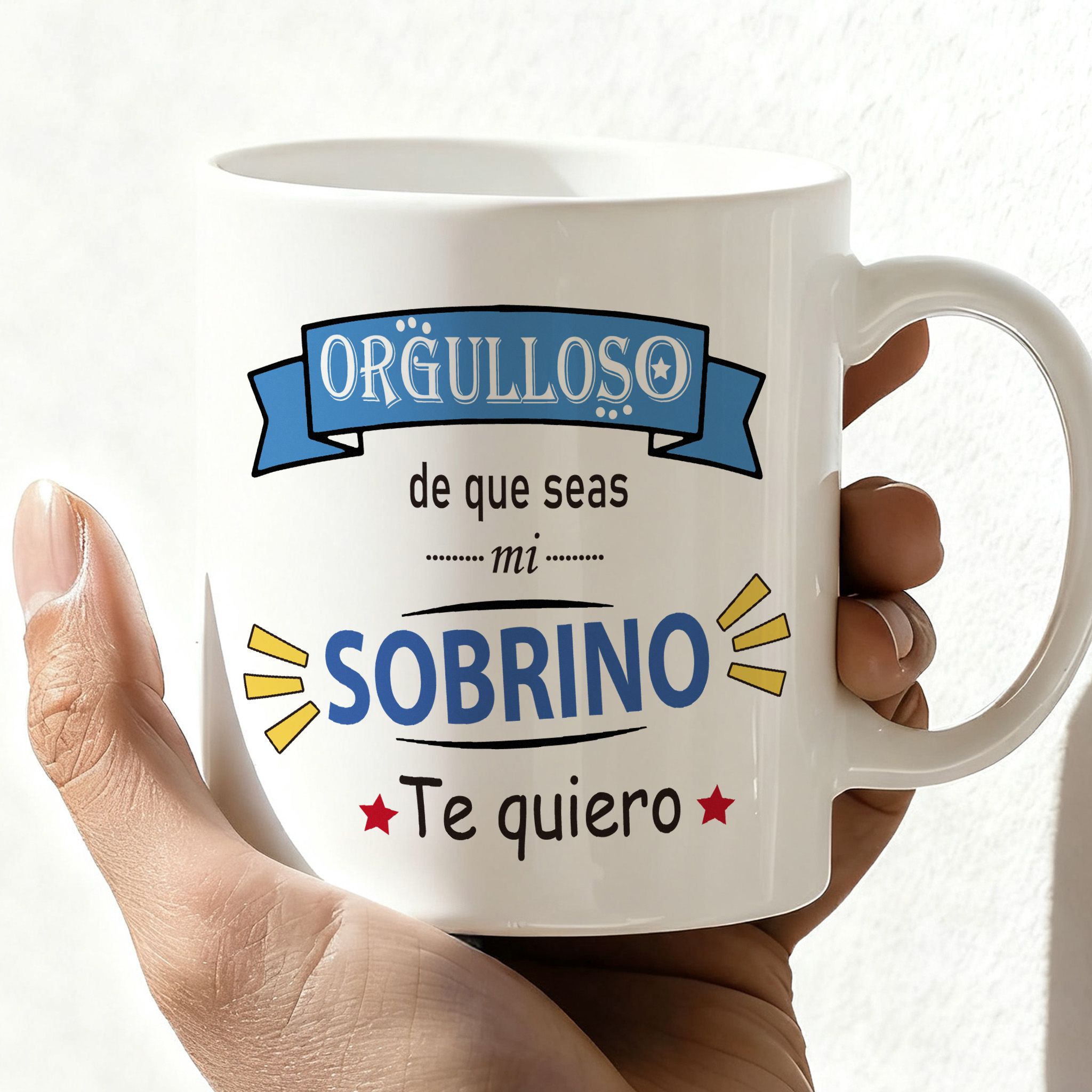 TEMU 1 Taza de Cerámica Blanca 11oz con "Orgulloso , " en Lados | Regalo para o la / Adoptivos, Navidad Presente Ideal Para , Bebida Caliente y Fria