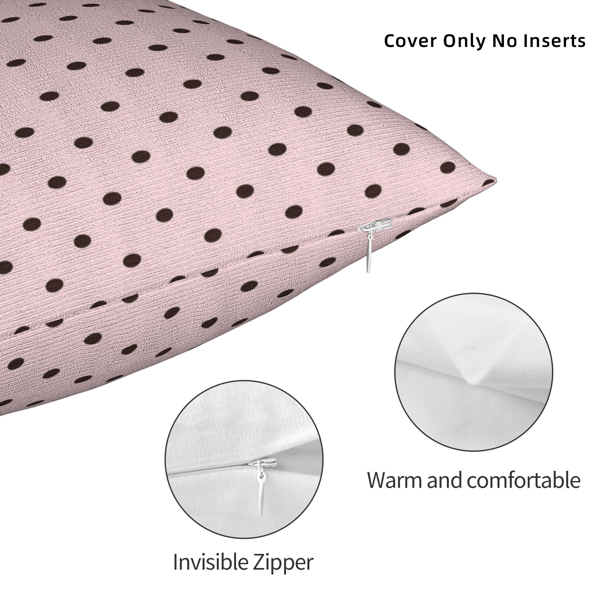 TEMU Pink Polka Decorative Pattern Pillowcase, Suitable For Living Room, Sofa, Bed, Office, Courtyard And Outdoor Decor, Living Room Artist Home
