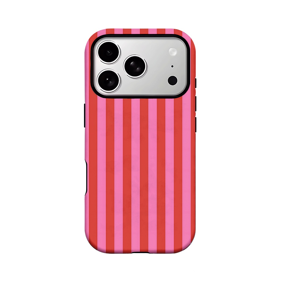 TEMU para teléfono: una elegante dos en uno con diseño navideño de rayas rosas y . Esta resistente y duradera a prueba de golpes protección completa