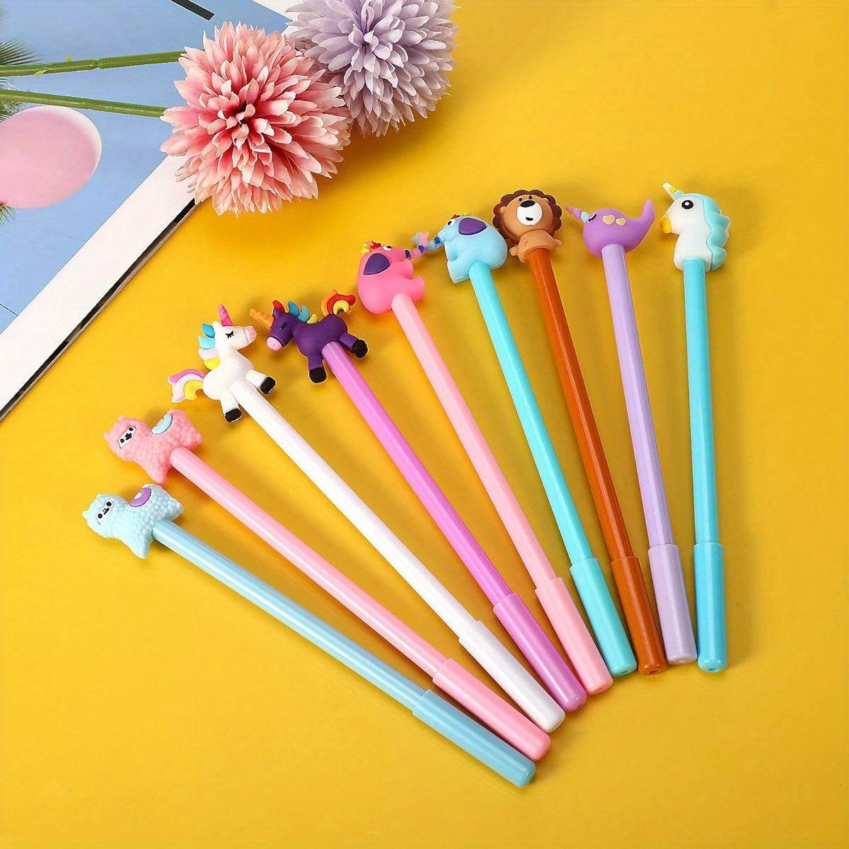 cute cartoon gel ink pens cartoon fun animal writing pens 0 5mm cool assorted novelty kawaii stationery for students gift   home supplies present 8 styles 64pcs Product details 0
