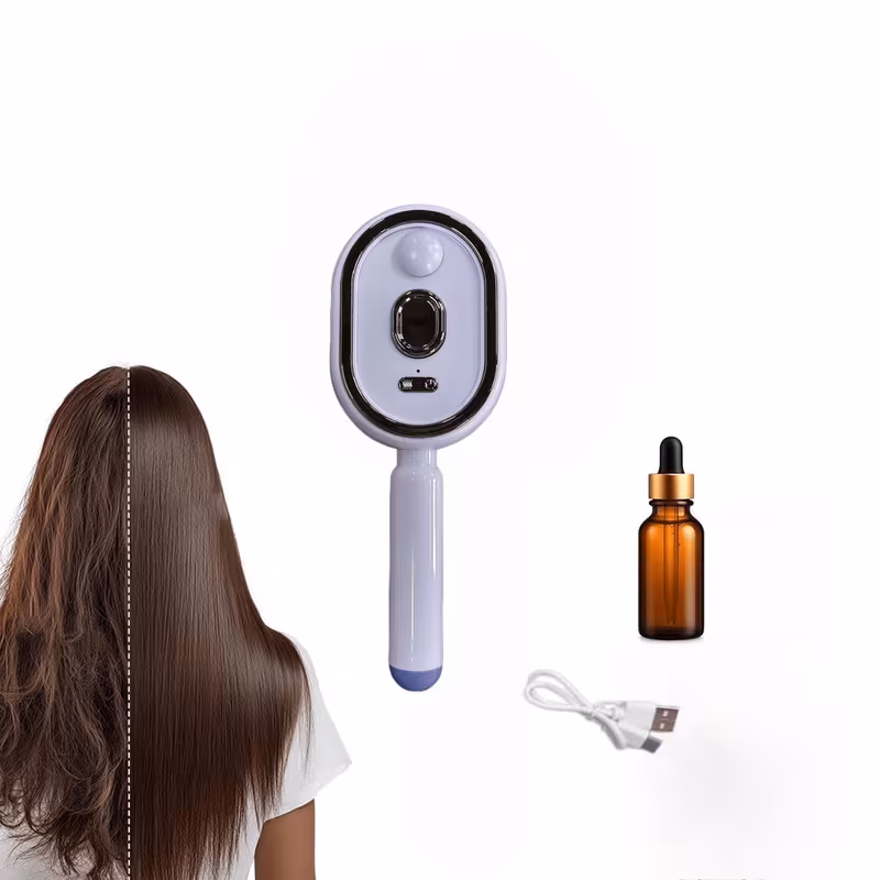 3pcs1 hair comb + +15mlessential oil bottle electric spray air cushion massage hair brush, 2026 electric steaming hair straightener brush, rechargeable detangling steam brushs for hairs Product details 4