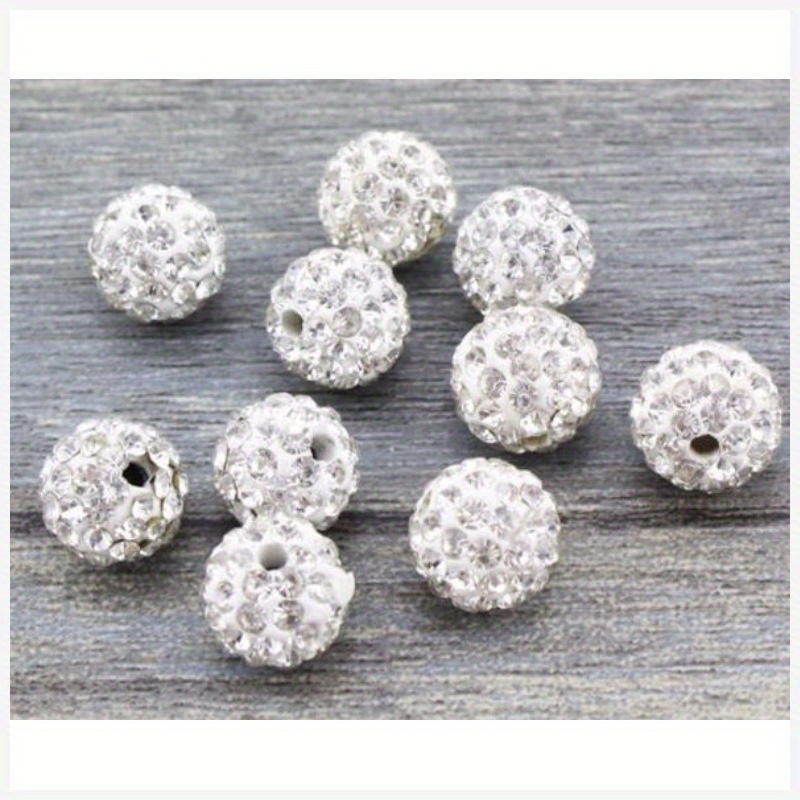 100pcs shamballa high quality diamond ball 4mm 16mm straight hole soft clay fine   stone   ball