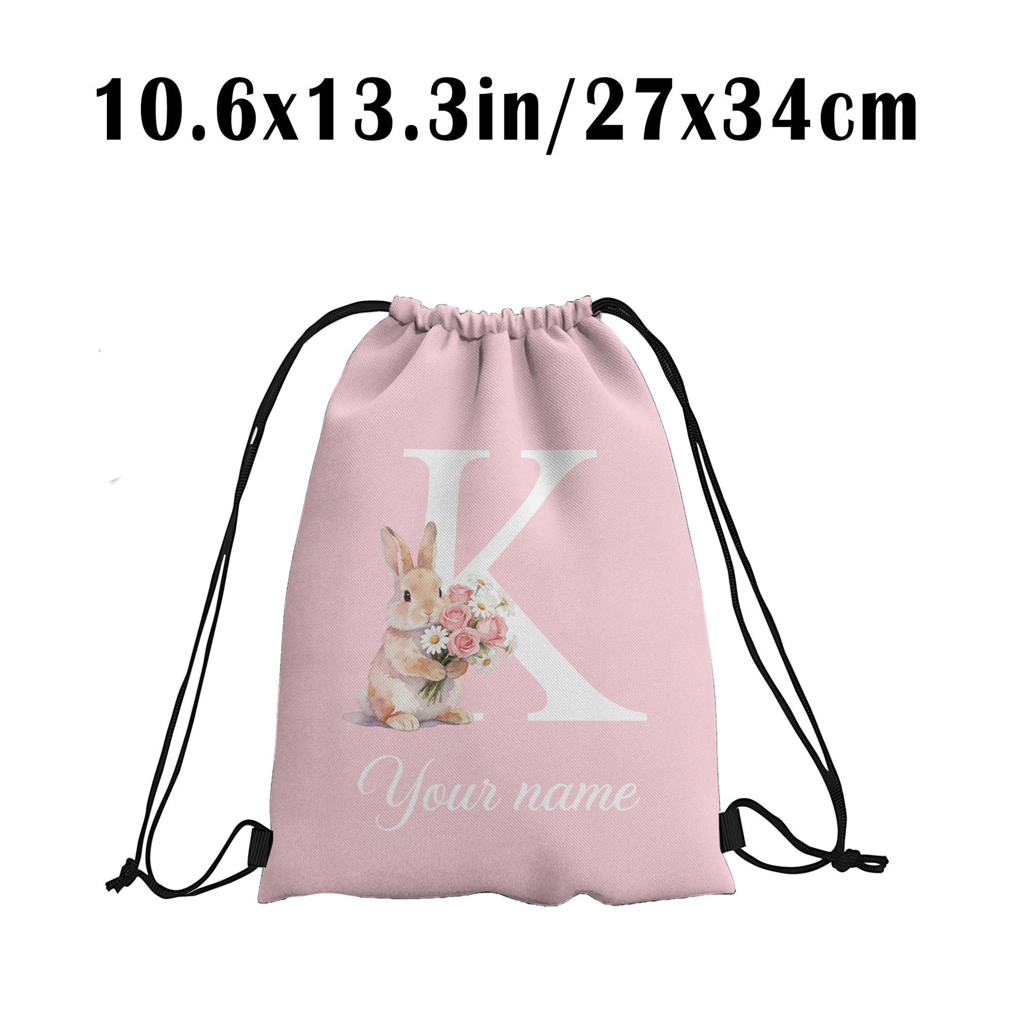 TEMU Customize Your Initials Easter Drawstring Bag - Personalized Drawstring Bags Egg Hunts, Picnics, Holiday Parties, And Decorations. Available In