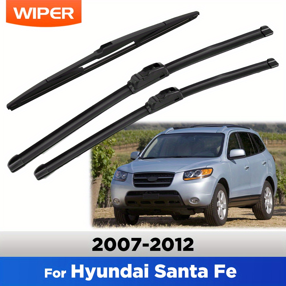 TEMU Wiper Front & Rear Wiper Blades Set For Santa Fe Cm 2007 - 2012 Windshield Windscreen Window Brushes 24"+18"+14"