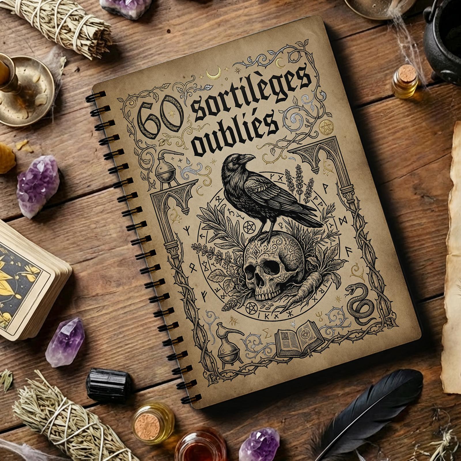 TEMU Contenu de la couverture de cahier à spirale : Carnet de sorts de sorcière, Guide des rituels et sorts magiques pour débutants, Journal de ,