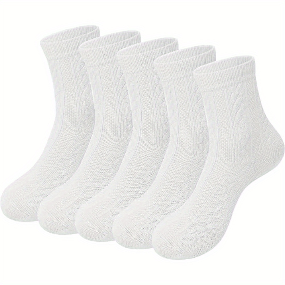 TEMU 5-pack Soft Thermal Wool Socks - Above Ankle, Stretchy & Cosy, Size 2-12.5, Valentine's Day & Birthday Gifts