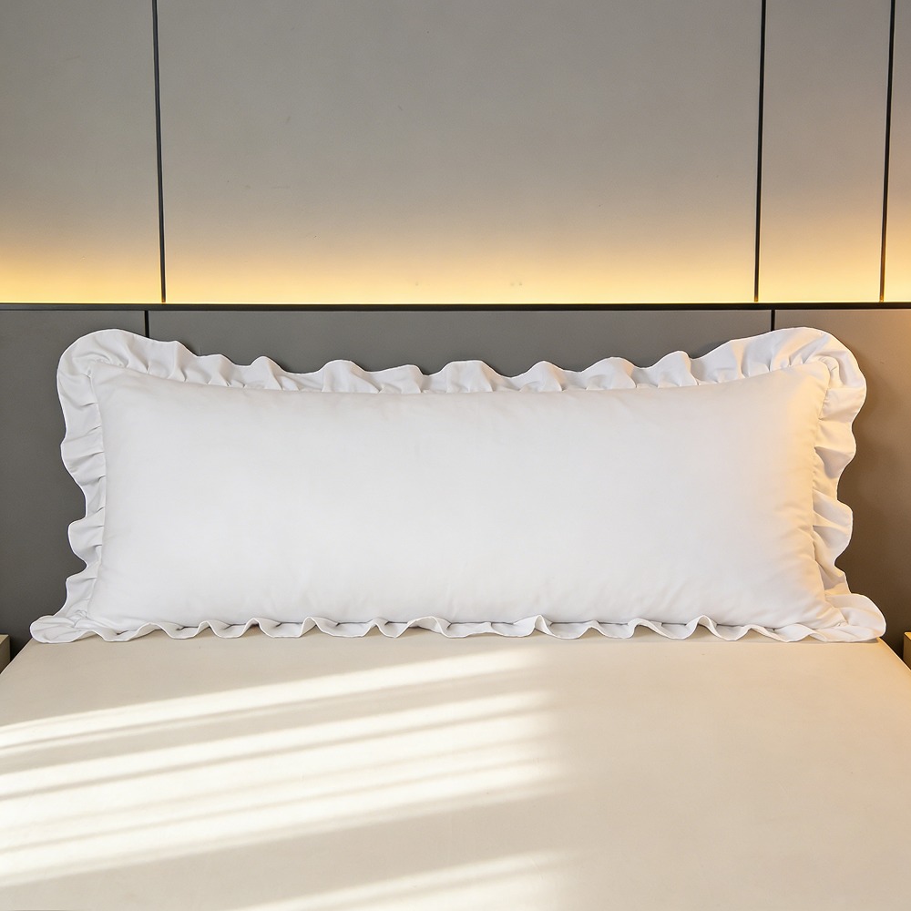 TEMU 1pc Light Luxury Ruffle Pillowcase, White For A Luxury Look, Black For A Aura. The Soft And Comfortable Fabric Is Wrinkle-resistant, Warm, And