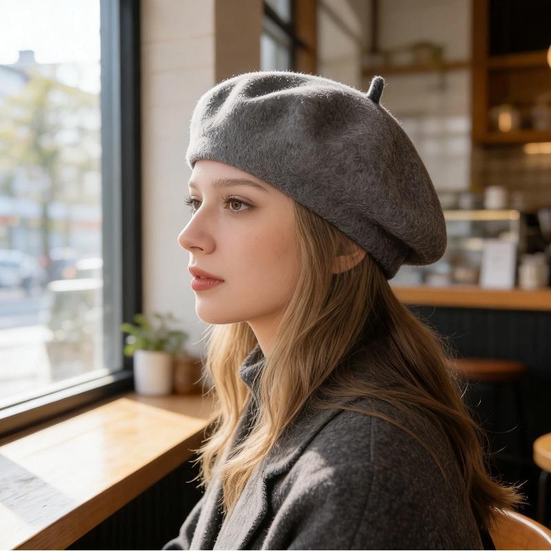 1pc Vintage Style Wool Beret with Hand Wash Care And Breathable Design Elegant Women S Fashion Hat Winter Wear