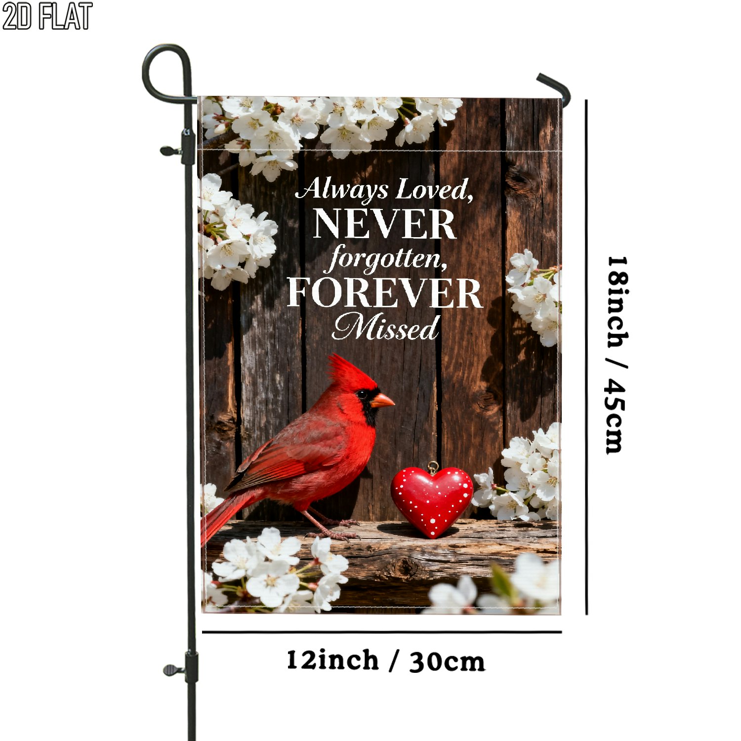 TEMU 2d Flat, 2d Flat 1pc Outdoor Garden Flag Spring Floral White Red Vertical Double Sided Flag Porch Decoration For Garden Outside Yard Decoration