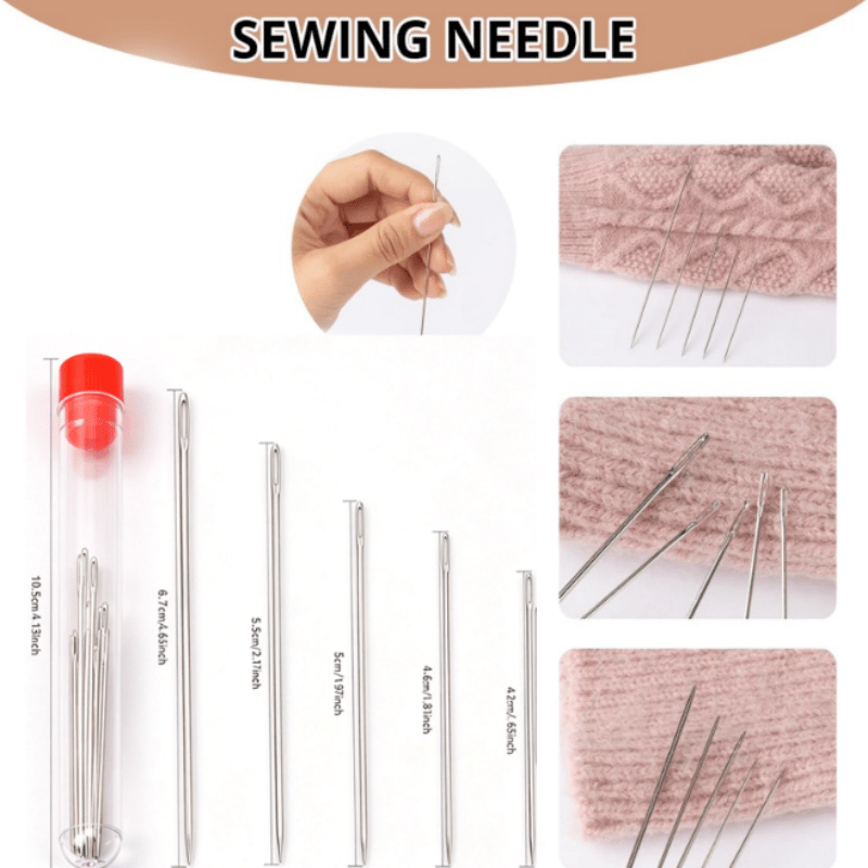 Multi-Size Large-Eye Hand Sewing Needle Set with Threaders