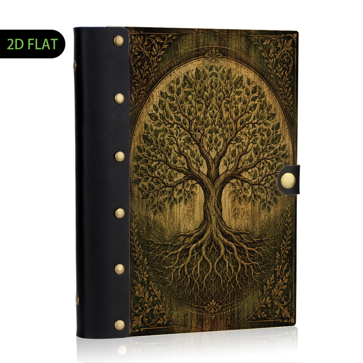 TEMU 1pc Antique Of Leather Binder Notebook, 100 Pages Refillable Loose Leaf, 2d Flat Hard Shell, Metal Rivets, Premium Eye-friendly , Vintage Daily