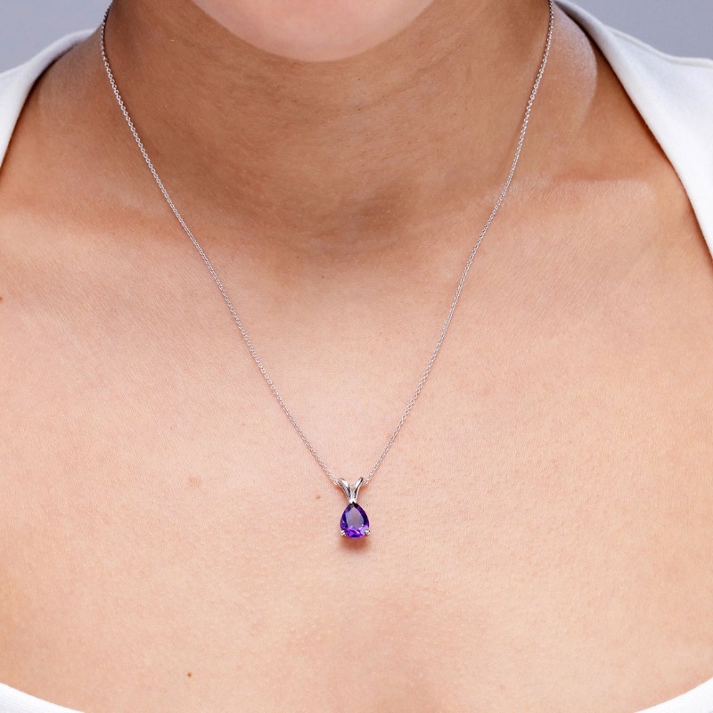 1.5ct Natural Amethyst Waterdrop Pendant Necklace