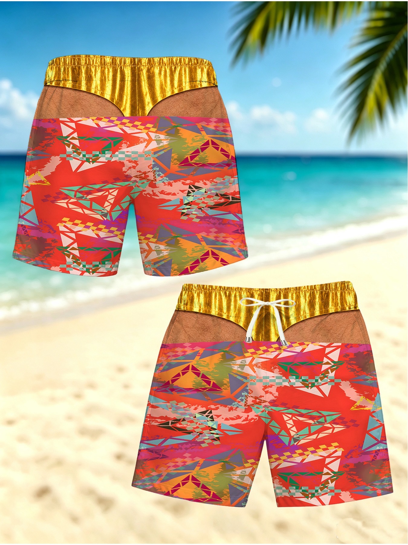 herren-shorts mit aufdruck – unstrukturierte freizeit-shorts, sommerurlaub strand-badehose, einzigartiges blattmuster, elastischer bund mit kordelzug, atmungsaktiver schnelltrocknender stoff, ideal für strand, pool & freizeitkleidung, geschenkidee. schwimmbecken